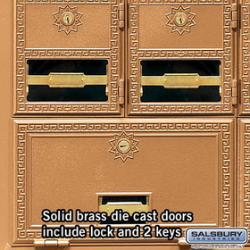 Salsbury Industries 2014RL Brass Mailbox - 14 Doors - Rear Loading