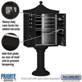 Salsbury Industries 3308R-BLK-P Regency Decorative CBU (Includes CBU, Pedestal, CBU Top, Pedestal Cover - Tall and Master Commercial Locks) - 8 A Size Doors - Type I - Black - Private Access