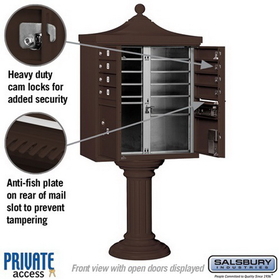Salsbury Industries 3308R-BRZ-P Regency Decorative CBU (Includes CBU, Pedestal, CBU Top, Pedestal Cover - Tall and Master Commercial Locks) - 8 A Size Doors - Type I - Bronze - Private Access