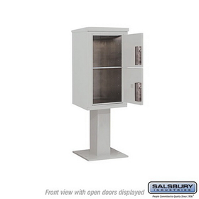 Salsbury Industries 3408S-2PGRY Pedestal Mounted 4C Horizontal Mailbox Unit - 8 Door High Unit (58-5/8 Inches) - Single Column - Stand-Alone Parcel Locker - 2 PL4
