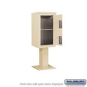 Salsbury Industries 3408S-2PSAN Pedestal Mounted 4C Horizontal Mailbox Unit - 8 Door High Unit (58-5/8 Inches) - Single Column - Stand-Alone Parcel Locker - 2 PL4