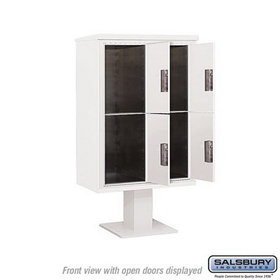 Salsbury Industries 3412D-4PWHT Pedestal Mounted 4C Horizontal Mailbox Unit - 12 Door High Unit (59 3/4 Inches) - Double Column - Stand-Alone Parcel Locker - 4 PL6