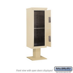 Salsbury Industries 3412S-2PSAN Pedestal Mounted 4C Horizontal Mailbox Unit - 12 Door High Unit (59-3/4 Inches) - Single Column - Stand-Alone Parcel Locker - 2 PL6