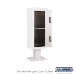 Salsbury Industries 3412S-2PWHT Pedestal Mounted 4C Horizontal Mailbox Unit - 12 Door High Unit (59-3/4 Inches) - Single Column - Stand-Alone Parcel Locker - 2 PL6