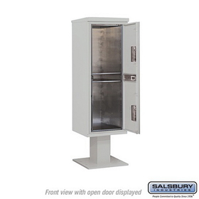 Salsbury Industries 3413S-2PGRY Pedestal Mounted 4C Horizontal Mailbox Unit - 13 Door High Unit (63-1/4 Inches) - Single Column - Stand-Alone Parcel Locker - 2 PL6