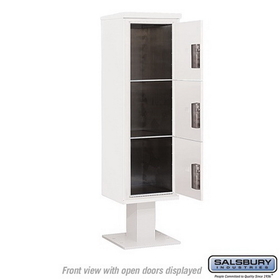 Salsbury Industries 3415S-3PWHT Pedestal Mounted 4C Horizontal Mailbox Unit - 15 Door High Unit (70-1/4 Inches) - Single Column - Stand-Alone Parcel Locker - 3 PL5