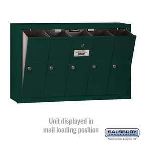 Salsbury Industries 3505GSU Vertical Mailbox - 5 Doors - Green - Surface Mounted - USPS Access