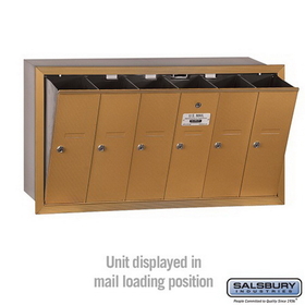 Salsbury Industries 3506BRP Vertical Mailbox (Includes Master Commercial Lock) - 6 Doors - Brass - Recessed Mounted - Private Access