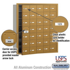 Salsbury Industries 3635GFU 4B+ Horizontal Mailbox - 35 A Doors (34 usable) - Gold - Front Loading - USPS Access