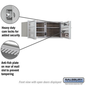 Salsbury Industries 3703D-04AFU Recessed Mounted 4C Horizontal Mailbox - 3 Door High Unit (13 Inches) - Double Column - 4 MB1 Doors - Aluminum - Front Loading - USPS Access