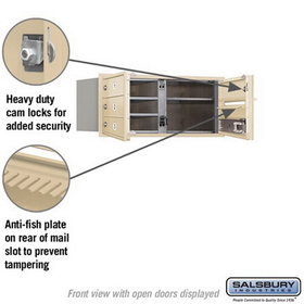 Salsbury Industries 3703D-04SFU Recessed Mounted 4C Horizontal Mailbox - 3 Door High Unit (13 Inches) - Double Column - 4 MB1 Doors - Sandstone - Front Loading - USPS Access