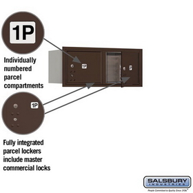 Salsbury Industries 3703D-2PZFP Recessed Mounted 4C Horizontal Mailbox - 3 Door High Unit (13 Inches) - Double Column - Stand-Alone Parcel Locker - 2 PL3