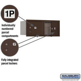 Salsbury Industries 3703D-2PZFU Recessed Mounted 4C Horizontal Mailbox - 3 Door High Unit (13 Inches) - Double Column - Stand-Alone Parcel Locker - 2 PL3