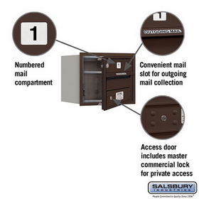Salsbury Industries 3703S-01ZFP Recessed Mounted 4C Horizontal Mailbox (Includes Master Commercial Lock)-3 Door High Unit (13 Inches)-Single Column-1 MB1 Door-Bronze-Front Loading-Private Access