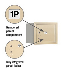 Salsbury Industries 3703S-1PSRU Recessed Mounted 4C Horizontal Mailbox - 3 Door High Unit (13 Inches) - Single Column - Stand-Alone Parcel Locker - 1 PL3 - Sandstone - Rear Loading - USPS Access