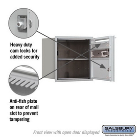 Salsbury Industries 3704S-01AFU Recessed Mounted 4C Horizontal Mailbox - 4 Door High Unit (16 1/2 Inches) - Single Column - 1 MB2 Door - Aluminum - Front Loading - USPS Access