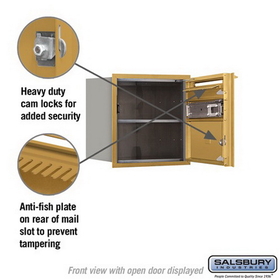 Salsbury Industries 3704S-01GFU Recessed Mounted 4C Horizontal Mailbox - 4 Door High Unit (16 1/2 Inches) - Single Column - 1 MB2 Door - Gold - Front Loading - USPS Access