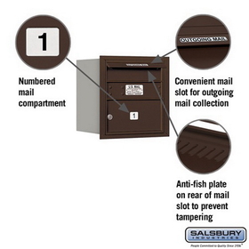Salsbury Industries 3704S-01ZRP Recessed Mounted 4C Horizontal Mailbox - 4 Door High Unit (16 1/2 Inches) - Single Column - 1 MB2 Door - Bronze - Rear Loading - Private Access