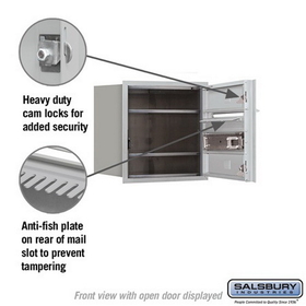 Salsbury Industries 3704S-02AFP Recessed Mounted 4C Horizontal Mailbox - 4 Door High Unit (16 1/2 Inches) - Single Column - 2 MB1 Doors - Aluminum - Front Loading - Private Access