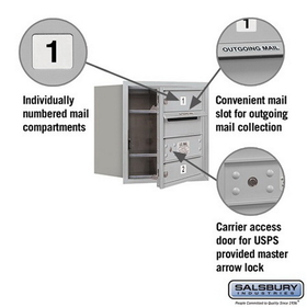 Salsbury Industries 3704S-02AFU Recessed Mounted 4C Horizontal Mailbox - 4 Door High Unit (16 1/2 Inches) - Single Column - 2 MB1 Doors - Aluminum - Front Loading - USPS Access