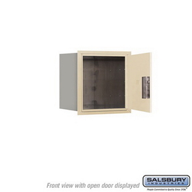 Salsbury Industries 3704S-1PSFP Recessed Mounted 4C Horizontal Mailbox-4 Door High Unit (16 1/2 Inches)-Single Column-Stand-Alone Parcel Locker-1 PL4-Sandstone-Front Loading-Private Access
