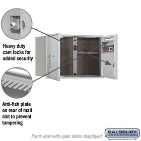 Salsbury Industries 3705D-01AFU Recessed Mounted 4C Horizontal Mailbox - 5 Door High Unit (20 Inches) - Double Column - 1 MB3 Door / 1 PL5 - Aluminum - Front Loading - USPS Access