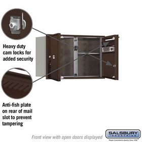 Salsbury Industries 3705D-01ZFU Recessed Mounted 4C Horizontal Mailbox - 5 Door High Unit (20 Inches) - Double Column - 1 MB3 Door / 1 PL5 - Bronze - Front Loading - USPS Access