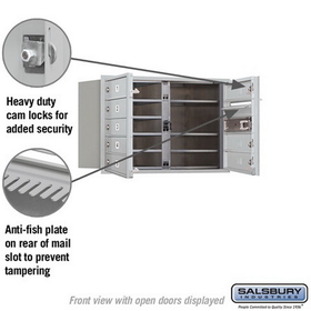 Salsbury Industries 3705D-08AFP Recessed Mounted 4C Horizontal Mailbox (Includes Master Commercial Lock)-5 Door High Unit (20 Inches)-Double Column-8 MB1 Doors-Aluminum-Front Loading-Private Access