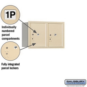 Salsbury Industries 3705D-2PSRU Recessed Mounted 4C Horizontal Mailbox - 5 Door High Unit (20 Inches) - Double Column - Stand-Alone Parcel Locker - 2 PL5
