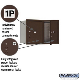 Salsbury Industries 3705D-2PZFP Recessed Mounted 4C Horizontal Mailbox - 5 Door High Unit (20 Inches) - Double Column - Stand-Alone Parcel Locker - 2 PL5