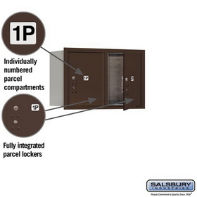 Salsbury Industries 3705D-2PZFU Recessed Mounted 4C Horizontal Mailbox - 5 Door High Unit (20 Inches) - Double Column - Stand-Alone Parcel Locker - 2 PL5