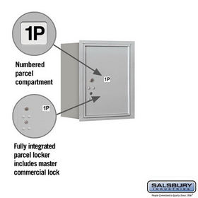 Salsbury Industries 3705S-1PARU Recessed Mounted 4C Horizontal Mailbox - 5 Door High Unit (20 Inches) - Single Column - Stand-Alone Parcel Locker - 1 PL5 - Aluminum - Rear Loading - USPS Access