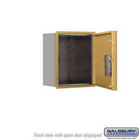Salsbury Industries 3705S-1PGFU Recessed Mounted 4C Horizontal Mailbox - 5 Door High Unit (20 Inches) - Single Column - Stand-Alone Parcel Locker - 1 PL5 - Gold - Front Loading - USPS Access