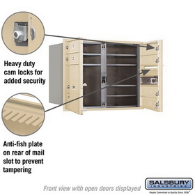 Salsbury Industries 3706D-06SFP Recessed Mounted 4C Horizontal Mailbox - 6 Door High Unit (23 1/2 Inches) - Double Column - 6 MB1 Doors / 1 PL4 - Sandstone - Front Loading - Private Access