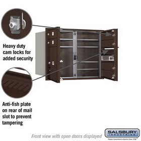 Salsbury Industries 3706D-06ZFP Recessed Mounted 4C Horizontal Mailbox - 6 Door High Unit (23 1/2 Inches) - Double Column - 6 MB1 Doors / 1 PL4 - Bronze - Front Loading - Private Access