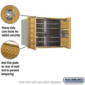 Salsbury Industries 3706D-10GFU Recessed Mounted 4C Horizontal Mailbox - 6 Door High Unit (23 1/2 Inches) - Double Column - 10 MB1 Doors - Gold - Front Loading - USPS Access