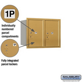 Salsbury Industries 3706D-2PGRU Recessed Mounted 4C Horizontal Mailbox - 6 Door High Unit (23 1/2 Inches) - Double Column - Stand-Alone Parcel Locker - 2 PL6