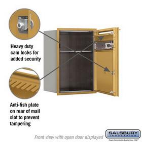 Salsbury Industries 3706S-01GFU Recessed Mounted 4C Horizontal Mailbox - 6 Door High Unit (23 1/2 Inches) - Single Column - 1 MB4 Door - Gold - Front Loading - USPS Access
