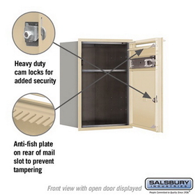 Salsbury Industries 3706S-01SFP Recessed Mounted 4C Horizontal Mailbox - 6 Door High Unit (23 1/2 Inches) - Single Column - 1 MB4 Door - Sandstone - Front Loading - Private Access