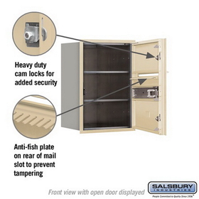 Salsbury Industries 3706S-02SFP Recessed Mounted 4C Horizontal Mailbox - 6 Door High Unit (23 1/2 Inches) - Single Column - 2 MB2 Doors - Sandstone - Front Loading - Private Access