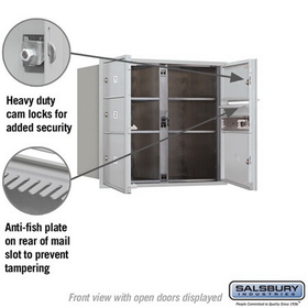 Salsbury Industries 3707D-05AFP Recessed Mounted 4C Horizontal Mailbox - 7 Door High Unit (27 Inches) - Double Column - 3 MB2 Doors and 2 MB3 Doors - Aluminum - Front Loading - Private Access