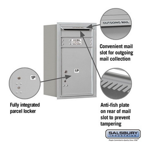 Salsbury Industries 3707S-1PARU Recessed Mounted 4C Horizontal Mailbox-7 Door High Unit(27 Inches)-Single Column-Stand-Alone Parcel Locker-Aluminum-Rear Loading-USPS Access