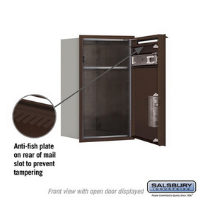 Salsbury Industries 3707S-1PZFP Recessed Mounted 4C Horizontal Mailbox-7 Door High Unit (27 Inches)-Single Column-Stand-Alone Parcel Locker-1 PL5 with Outgoing Mail Compartment-Bronze-Front Loading