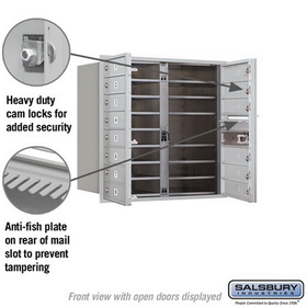 Salsbury Industries 3708D-14AFU Recessed Mounted 4C Horizontal Mailbox - 8 Door High Unit (30 1/2 Inches) - Double Column - 14 MB1 Doors - Aluminum - Front Loading - USPS Access