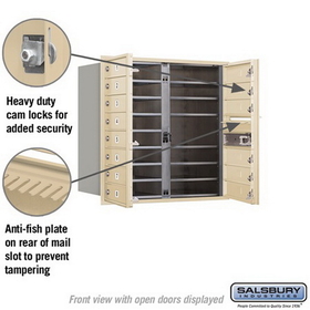 Salsbury Industries 3708D-14SFP Recessed Mounted 4C Horizontal Mailbox - 8 Door High Unit (30 1/2 Inches) - Double Column - 14 MB1 Doors - Sandstone - Front Loading - Private Access
