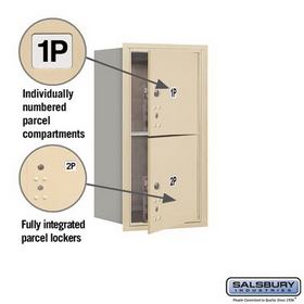 Salsbury Industries 3708S-2PSFU Recessed Mounted 4C Horizontal Mailbox-8 Door High Unit (30 1/2 Inches)-Single Column-Stand-Alone Parcel Locker-2 PL4