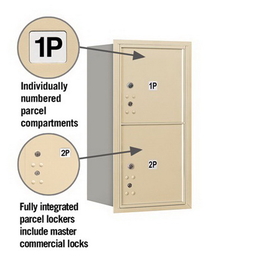 Salsbury Industries 3708S-2PSRP Recessed Mounted 4C Horizontal Mailbox-8 Door High Unit (30 1/2 Inches)-Single Column-Stand-Alone Parcel Locker-2 PL4