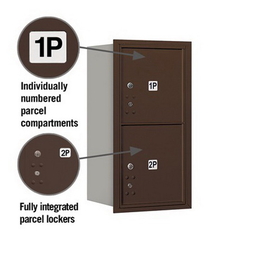 Salsbury Industries 3708S-2PZRU Recessed Mounted 4C Horizontal Mailbox - 8 Door High Unit (30 1/2 Inches) - Single Column - Stand-Alone Parcel Locker - 2 PL4