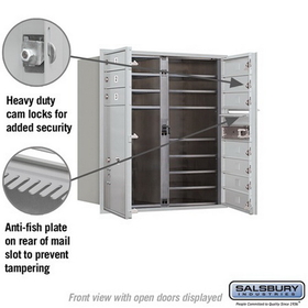 Salsbury Industries 3709D-10AFU Recessed Mounted 4C Horizontal Mailbox - 9 Door High Unit (34 Inches) - Double Column - 10 MB1 Doors / 1 PL6 - Aluminum - Front Loading - USPS Access