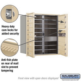 Salsbury Industries 3709D-15SFU Recessed Mounted 4C Horizontal Mailbox - 9 Door High Unit (34 Inches) - Double Column - 15 MB1 Doors - Sandstone - Front Loading - USPS Access